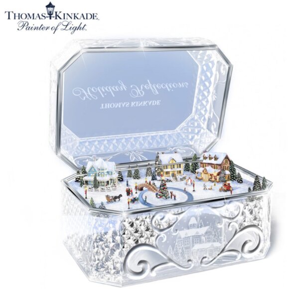 Thomas Kinkade Holiday Reflections Crystal Music Box - Picture 1 of 14